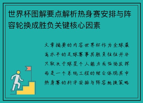 世界杯图解要点解析热身赛安排与阵容轮换成胜负关键核心因素 世界杯图解要点解析热身赛安排与阵容轮换成胜负关键核心因素